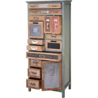 Mendler Apothekerskast -A43, ladekast, massief dennenhout, vintage shabby-look, 138x57x32 cm