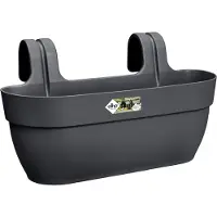 Elho Vibia Campana Easy Hanger L 46 - Balkonbak met Ophanghaken - 100% Gerecycled Plastic - Ø 46.0 x H 26.5 cm - Antraciet
