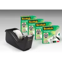 Scotch Tape Dispenser C60, Zwart + 4 Rollen Magic Tape 19 mm x 33 m