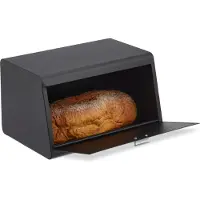 Relaxdays rvs broodtrommel - grote brooddoos voor heel brood - metalen brood bewaartrommel - zwart