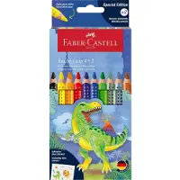 Faber-Castell kleurpotloden - Jumbo Grip Dino - 8 colourgrip + 2 metallic grip - met stickers - FC-110922