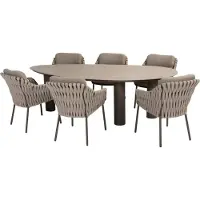 4 Seasons Outdoor Arizona Montera dining tuinset 7 delig 240x130xH75 cm pebble keramiek terre