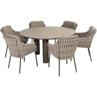 4 Seasons Outdoor Arizona Montera dining tuinset 7 delig 160 cm rond keramiek terre