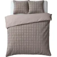 Sleeptime Faux fur dekbedovertrek onderkant microvezel - Check - Taupe - 1-persoons (140x220 + 60x70cm)