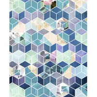 Overig Fotobehang Geometric Blue - Blauw - 2,50m X 200cm