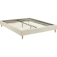Sweeek - Bed met lattenbodem, bouclé afwerking, wit