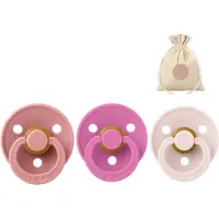 BIBS 3 spenen rond maat 2: Petal, bubblegum en dusty pink + BolleToet speenzakje - fopspenen