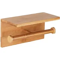 Wenko Toiletrolhouder Bambusa - Bamboe - Met Planchet - Bruin Vernis