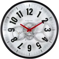 Nextime Gear Clock – Wandklok – 36 cm – Metaal/Glas – Wit – Bewegende tandwielen