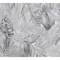 A.S. Création PAMBLADEREN EN VARENS BEHANG | Botanisch - grijs wit zwart - Attractive 2