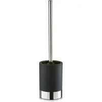 Zeller WC/Toiletborstel in houder - rvs - zwart - rubber coating - D10 x H41 cm