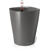 Lechuza MINI DELTINI - Plantenbak - met uitneembare binnenbak - met bewateringssysteem - ALL-IN-ONE set met LECHUZA-PON - antraciet metallic