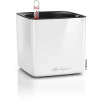 Lechuza CUBE Glossy 14 - Plantenbak - met uitneembare binnenbak - met bewateringssysteem - ALL-IN-ONE set - wit hoogglans