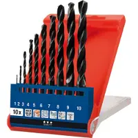 Kwb HSS spiraalborenset DIN 338, 1.0-10.0 mm, 10 delig