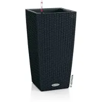 Lechuza CUBICO Cottage 30 - Plantenbak - met uitneembare binnenbak - met bewateringssysteem - ALL-IN-ONE set met LECHUZA-PON - grafietzwart