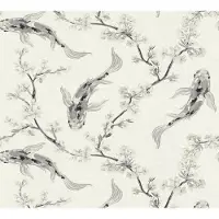 AS-Creation KOI KARPER BEHANG - grijs creme zwart - AS Creation Asian Fusion