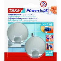 TESA 57044 powerstrips haken small rond RVS - 2 stuks