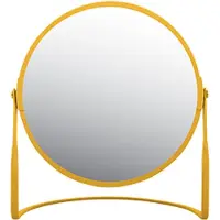 Spirella Make-up spiegel Cannes - 5x zoom - metaal - 18 x 20 cm - safraan geel - dubbelzijdig - Make-up spiegeltjes
