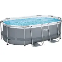 Bestway Power Steel framezwembadset met filterpomp, 305 x 200 x 84 cm, grijs, ovaal