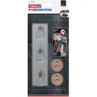 TESA Powerbutton hakenrek Classic, rvs, 2 of 3 haakjes, houdt tot max. 12 kg, 3 haken