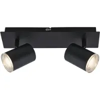 Briloner Plafondspot Banyo Splash GU10 IP44 2-lamps Splash, dimbaar, zwart, Woon-/ Eetkamer, metaal, Modern, buitenspot