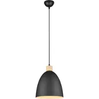 TRIO Hanglamp Jagger zwart met houtbruin