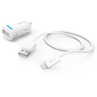 Hama Car Charging Kit, Lightning, 12 W, white