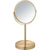 Wenko Spiegeltje, model Alata Gold, mat, diameter 17 cm, met 3-voudige vergroting