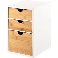 Kesper Ladeblokje/bureau organizer 3x lades - bamboe hout - L17 x B21 x H27 cm - lichtbruin/wit