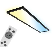 Briloner LED-plafondlamp Tava CCT, dimbaar, zwart, Werkkamer / Kantoor, Kunststof, LED plafondlamp