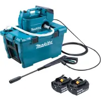 Makita DHW 080 F2K Snoerloze hogedrukreiniger 36 V ( 2x 18 V ) 80 bar 380 l/u Borstelloos + 2x oplaadbare accu 3.0 Ah - zonder lader