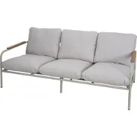 MCW Aluminium tuinbank -O11, outdoor 3-zitsbank, olefine stof (205 g/m²) 184 cm ~ lichtgroen, bekleding beige