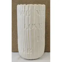Richmond - Vaas - wit - "Love me Tender" - H 33 cm Ø 16 cm - waterdicht - met tekst - Elvis