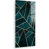 MuchoWow Glasschilderij 20x40 cm - Schilderij acrylglas - Stenen - Goud - Luxe - Patronen - Abstract - Foto op glas - Muurdecoratie woonkamer - Wanddecoratie slaapkamer - Schilderijen