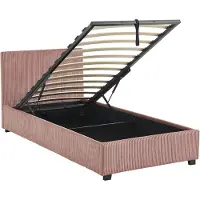 Sweeek Bed met lattenbodem en hoofdeinde, afwerking roze corduroy, B 202 x D 97,5 x H 86cm