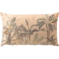 Dutch decor AARON - sierkussen 30x50 cm - bladmotief - Moss Gray - roze - Inclusief binnenkussen - Luxe kussens voor woonkamer & bank