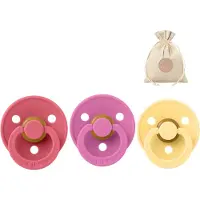 BIBS 3 fopspenen maat 1 - Coral, Bubblegum en Pale Butter + BolleToet speenzakje