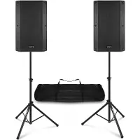 VONYX DJ speaker set - 12 Inch actieve speakerset met statieven - Bluetooth - 800W