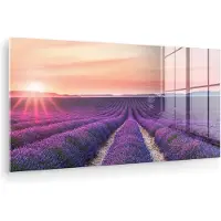 MuchoWow Glasschilderij 120x60 cm - Schilderij acrylglas - Lavendel - Paars - Bloemen - Foto op glas - Muurdecoratie woonkamer - Wanddecoratie slaapkamer - Schilderijen