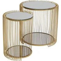 Kare design Bijzettafel Wire Double messing (2/Set)