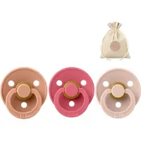 BIBS 3 fopspenen maat 1 - Peach, Coral en Mushroom + BolleToet speenzakje