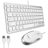 SOLT Japan Market SLIMKEYCACOMBO bedraad USB-A compact toetsenbord en muis - Wit/Zilverkleurig - Toetsenbord met US (QWERTY) layout