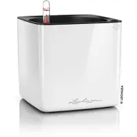 Lechuza CUBE Glossy 16 - Plantenbak - met uitneembare binnenbak - met bewateringssysteem - ALL-IN-ONE set - wit hoogglans