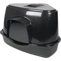 Ebi Cat House Prism 70 Zen Series - Gesloten Hoekkattenbak - met Koolfilter - Grote Katten - 70x56x46cm - Zwart