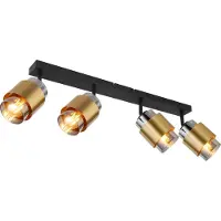 Globo Lighting Plafondlamp Milley zwart met goud 4-lichts
