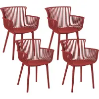 Beliani PESARO - Tuinstoel set van 4 - Rood - Polypropyleen
