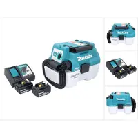 Makita DVC 750 LRT accustofzuiger LXT 18 V 67 mbar 7,5 l borstelloos + 2x accu 5,0 Ah + oplader