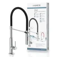 Schutte Keukenmengkraan stilo hoge uitloop uittrekbare mousseur soft touch slang chroom zwart