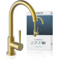 Schutte CORNWALL ééngreepsmengkraan keuken met ronde uitloop, goud mat 79167