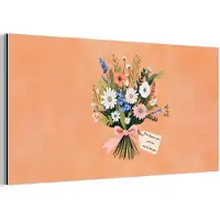 MuchoWow Aluminium schilderij 120x60 cm - Wanddecoratie metaal - Boeket - Strikje - Quote - Metalen muurdecoratie woonkamer - Decoratie industrieel - Foto op dibond - Industriële accessoires slaapkamer